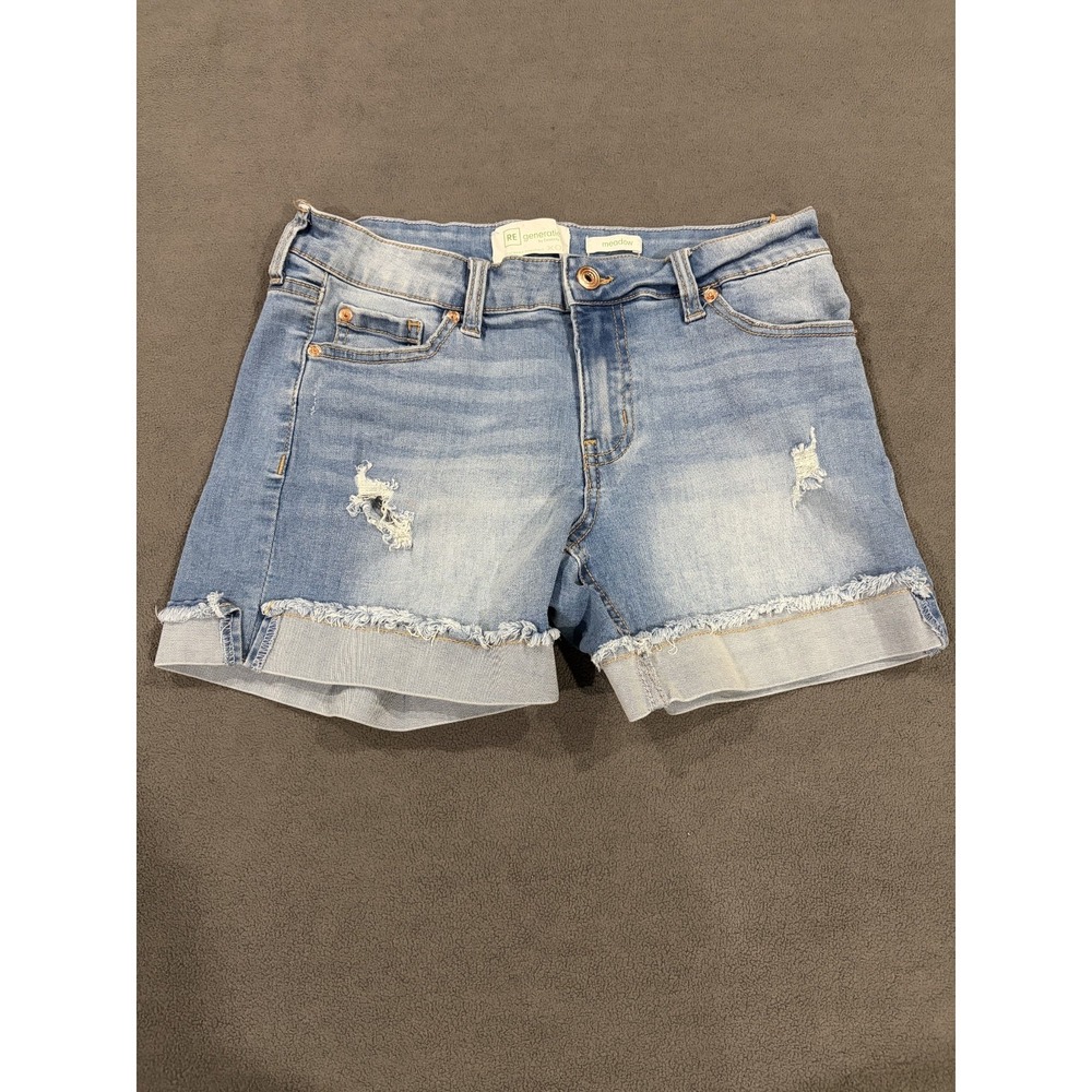 ReGeneration Meadow Bermuda Shorts Womens 3 Blue Denim Cotton Stretch Distressed